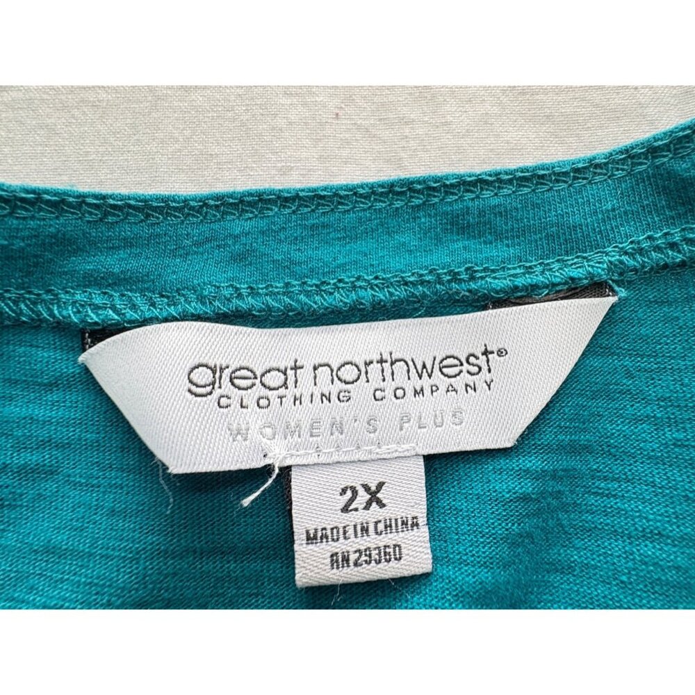 Great Northwest V-Neck Tops Womens Plus 2X Black Teal Short Sleeve T-Shirt Lot - Picture 4 of 14